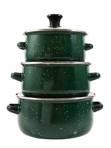 3pcs 16-20cm Thick Rim Enamel Mini Cookware Set: Double-Ear Porridge Bowl, Soup Pot, Stew Pot, Mini Pot, Skillet, Stew Pot, Casserole, Seafood Pot, Noodle Pot, Small Hot Pot. For Cooking Porridge, Milk, Soup, Noodles, Suitable For Babies, Adults, And Children, With Non-Stick Enamel Surface. Enamel Cookware Set, Kitchen & Dining Food Storage, Outdoor Camping Cookware, Compatible With Electric Stove And Gas Stove, Not Suitable For Microwave, Gift Set, Sizes Are 6.5"/7.1"/7.9" - Multicolor - View 14