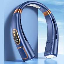 1pc Neck Hanging Fan, Bladeless Portable Neck Fan, Long Battery Life, 5 Adjustable Speeds, LED Display, Dimmable Light, Suitable For Students, Office, Outdoor Travel, Perfect Gift, Holiday Essential