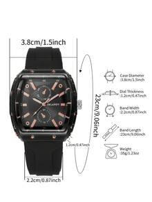 1件装女士硅胶表带时尚休闲双眼数字刻度石英腕表，简约风格 - 黑色 - 查看 4