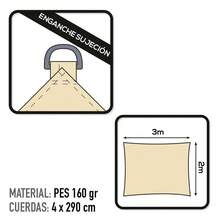 Aktive Cream-Colored Rectangular Shade Sail Awning ✅ Delivery Within 24/48 Hours To Spain (Mainland) - Multicolor - View 3