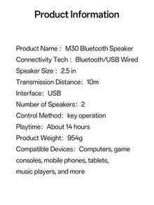 Jeecoo M30藍牙電腦揚聲器，桌面遊戲揚聲器，具有清晰的立體聲聲音，動態LED模式，易於控制，10W - USB供電 - 黑色 - 查看 5