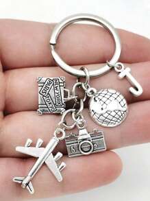 26 Letters Unisex Airplane Alloy Keychain, Street Fashion Airplane, Globe, Camera Metal Keychain Accessories, Best Friend Travel Accessories Pendant Gifts, Fashion Keychains, Car Keychains, Interesting Keychains, Men's Accessories, Women's Accessories, Ideal Holiday Gifts For Travel Enthusiasts, Suitable For Daily Wear, Mobile Phones, Backpacks, Fashion Pendant Accessories, Holiday Gifts, Birthday Gifts, Father's Day Gifts School Cartoon