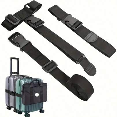 1-Piece Heavy Duty Luggage Straps With Adjustable Buckle - Luggage And Motorcycle Tie Down Straps, Adjustable Luggage Straps With Multiple Luggage Tie Downs, Packing Straps, Luggage Tie Downs, Luggage, Anti-Theft Design, Perfect For Business Travel, Moving And Airport Checked Luggage Protection | Adjustable Buckle | Durable Material,