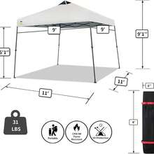 9x9 Pop Up Canopy - Beach Tent With One Push Setup - Easy Outdoor Sun Shade For Events, Parties, Camping - Gazebo With STO-N-Go Cover Bag, Silver Coated Top, White - White - View 5