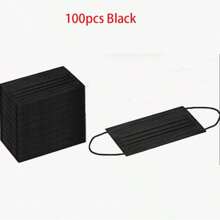 30 piezas/50 piezas/100 piezas Mascarilla desechable negra - 3 capas, transpirable y cómoda con lazos elásticos para las orejas.