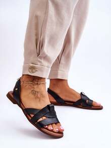 Women's Fashionable Versatile Casual Flat Sandals, Summer - Black - View 3