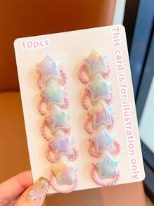 30pcs/10pcs Faux Pearl Heart & Star Shaped Hair Ties For Girls Student, Suitable For Daily Use Fashionable And Sweet Girl Decoration Hair Accessories