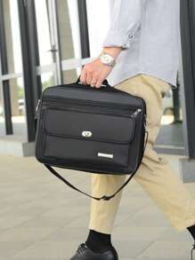 1 Stück modische Herren Aktentasche mit mehreren Fächern und großer Kapazität, schwarze klassische Business Laptoptasche, Aufbewahrung von Büromaterial, Geschenkidee zum Vatertag, Schulanfang