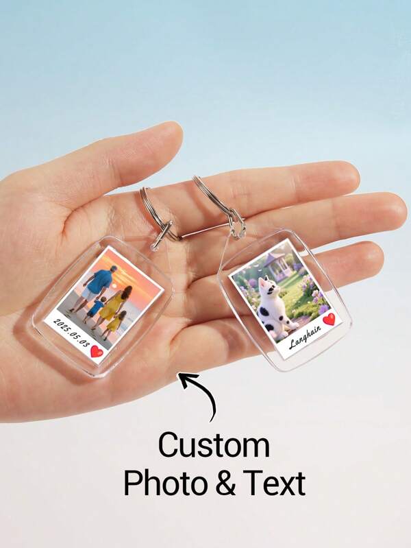 1 Portachiavi personalizzato con foto e testo, portachiavi in acrilico personalizzato, portachiavi di coppia personalizzato, anello portachiavi con foto, regalo per San Valentino, compleanno, anniversario, regalo di coppia