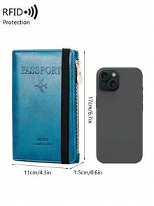 MIYIN 1pc Creative Letter & Airplane Pattern Travel Passport Holder With Zipper Bag RFID Blocking Passport Protective Bag Document Cover Minimalist Solid Color Business Trip Essential Passport Wallet Lightweight Portable Travel Wallet Multi-Functional Card Holder Passport Protector Passport Case For Men And Woman ,Travel Essentials - Multicolor - View 11