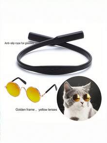 Pet Mini Stylish Sunglasses + Anti-Slip Strap Set, Pet Fashion Accessory, Multi-Color Pet Glasses Suitable For Small/Medium Cats & Dogs, Holiday & Birthday Costume, Photo Prop - Multicolor - View 18