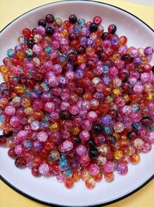 Un set de 50/100/150 cuentas de cristal con efecto de agrietado de colores variados - Cuentas de cristal brillantes redondas de 10mm, aptas para manualidades de joyería, pulseras, collares, aretes - Variedades cuidadosamente seleccionadas, sin necesidad de energía, productos de cuentas de cristal