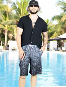 Short Playa y Alberca Hombre Estampado Traje Baño con Forro - Gris Oscuro - Ver 7