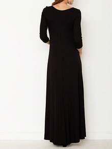Boho Retro Vintage  Solid  Grey Color Block Color Sleeveless Grey Maxi Dress Racer | S-3X - 黑色 - 查看 8