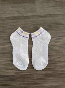 5 Pairs Women's Thin Mesh Breathable Floral Low Cut Invisible Socks, Spring/Summer