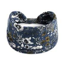 1 Stück Bohemian Stil Frauen Blumen-Muster verdrehtes elastisches Stirnband, breites dehnbares rutschfestes Haartuch für Damen Yoga Make-up Workout, für alle Jahreszeiten, Polyester Faser Turban Stirnband