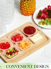 1/5/10/20/40 包便携式双隔层调味品容器带盖 - 可重复使用的塑料酱汁和蘸酱托盘，透明防漏可堆叠设计，双层（2 盎司方形和 3 盎司圆形），轻巧的设计使其非常适合野餐、露营和工作餐，适用于厨房、酱汁、烧烤、露营、工艺品、外卖、餐厅、旅行和多用途存储，厨房和餐厅使用蘸酱杯