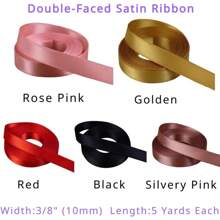 Double Face Satin Ribbon 10 Colors 3/8"(10mm) X 5 Yards Each Total 50 Yards For Gift Wrapping Wedding Party Decoration