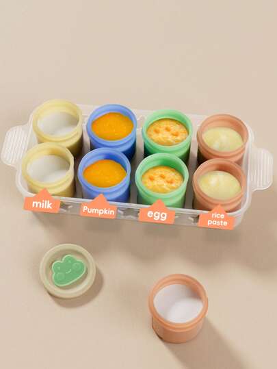 8pcs Silicone Freezer Tray With Lid, For Homemade Baby Food, Vegetable, Fruit Puree, Breast Milk Feeder And Mini Trays, Breastmilk Popsicle Molds