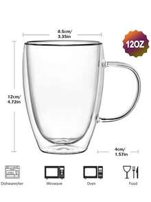 1个双层玻璃咖啡杯，水晶玻璃杯带把手，保温透明咖啡杯，耐热双层牛奶杯，茶杯。送给朋友、女友、同学、老师的礼物，圣诞礼物，返校用品，教室水壶，宿舍必备 - 彩色 - 查看 8