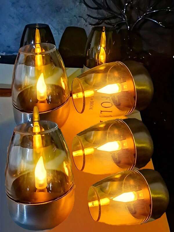 1/6/12 peças de velas LED sem chama movidas a energia solar, lâmpadas decorativas de luz quente para feriados, pátio, mesa, quarto, escada, acendem automaticamente à noite, apagam ao amanhecer, adequadas para o Dia dos Namorados, Natal, Halloween