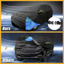 Car Cover Waterproof All Weather 210D, UV Sun Rain Protection, With Left Side Zipper - Black Blue for Chevrolet Tahoe - View 5