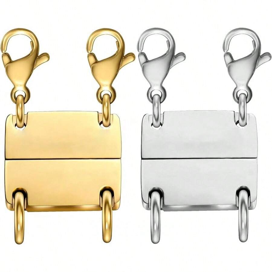 DDG Layering Necklace Clasp,18 K Gold And Silver Separator For Stackable Necklaces Accessories Women/Buckles - 2件 2金+2銀 - 查看 1