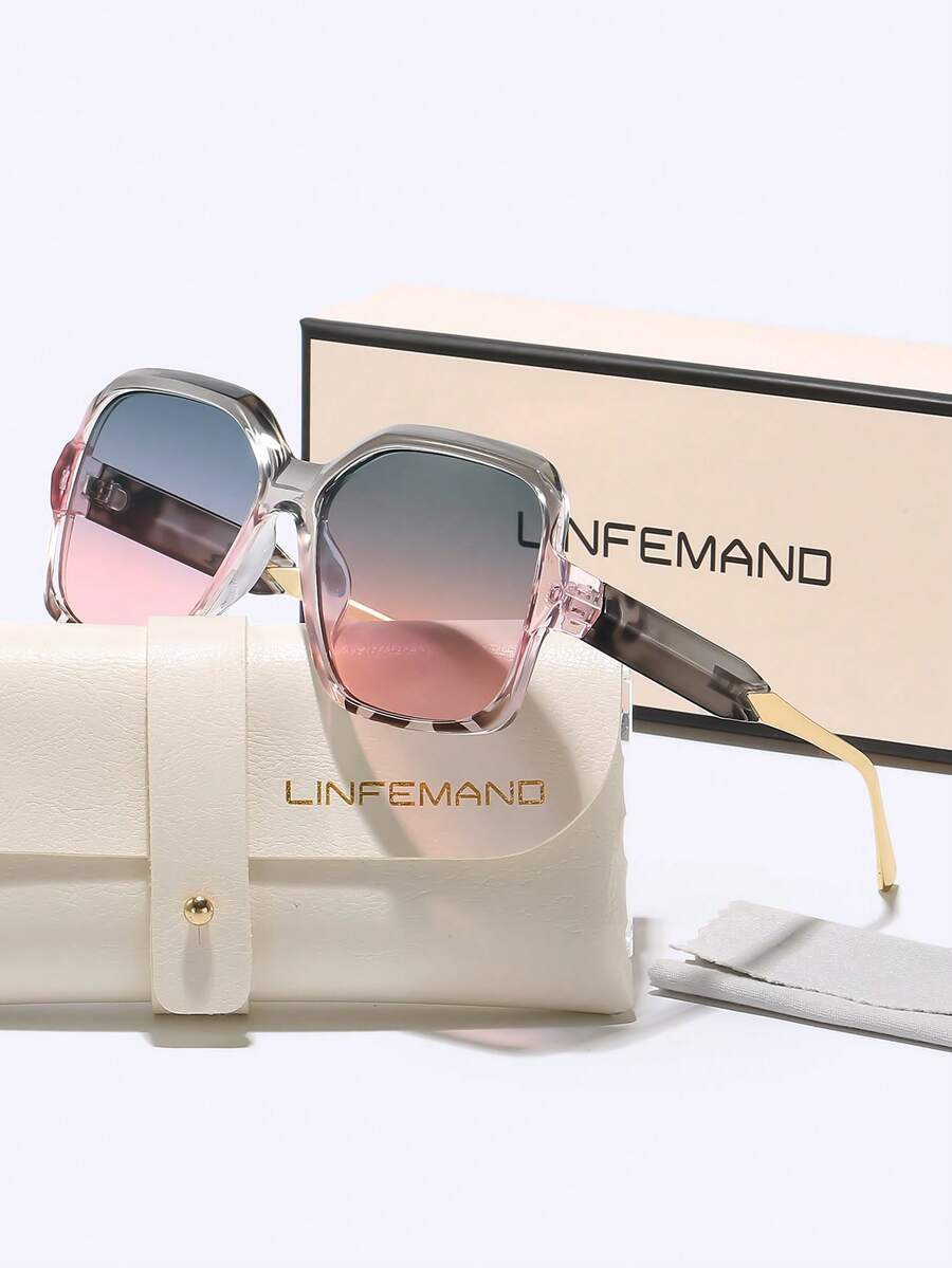 LINFEMAND 几何渐变装饰时尚女士眼镜，适合化妆舞会、海滩、节日礼物 - 彩色 - 查看 1