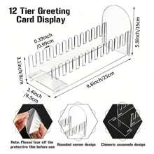 贺卡展示架贴纸展示架 12 槽透明亚克力收纳盒便携式明信片架适用于柜台桌面 - 無色 - 查看 2