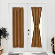 Local Warehouse- Door Curtain Panel, Grey French Door Curtains Blackout Thermal Insulated Curtain Sidelight Privacy For Window/Living Room/Doorways/Classroom (25W By 72L Inches, 1 Panel) - Gold Brown - 查看 11