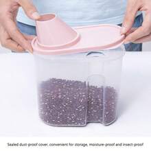 1pc Multi-Grain Storage Jar, Kitchen Cereal Grains Organizer Canister, Transparent Rice Barrel Plastic Sealed Container - Multicolor - View 4