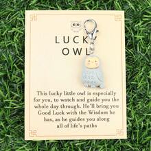 1 件迷人猫头鹰钥匙扣，带励志卡片，可爱树脂动物钥匙扣，适用于钱包、背包和汽车，可爱的迷你纪念品礼物，非常适合生日、婚礼、周年纪念、特殊励志代币汽车配件哥特 Y2k