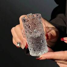 1pc 30ml Luxury Embossed Glass Wine Cup, Gem Pattern Glass Wine Glass, High-End Creative Wine Glass, Small Wine Cup, One-Sip Mini Wine Cup, Home Use Wine Glass, Suitable For Party, Music Festival, Bar, Nightclub