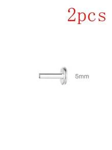 1pair Flat Back Earring Accessories 925 Sterling Silver Earring For Women 5Mm/6Mm Rod Minimalist Gift For Her Wedding Party Fine Jewelry