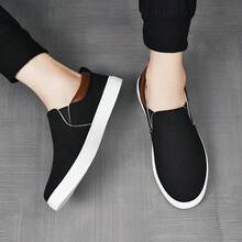Men's Casual Sneakers Skate Shoes Non-Slip Student Skateboard Shoes, Versatile Casual Student Sports Slip-On Shoes - Black - View 2