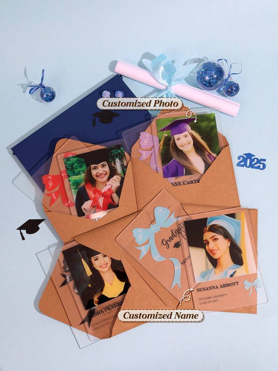 Invitación de fiesta de graduación personalizada con moño negro y foto, plantilla de invitación de fiesta de graduación moderna, tarjeta de invitación a la fiesta - Multicolor - Ver 1