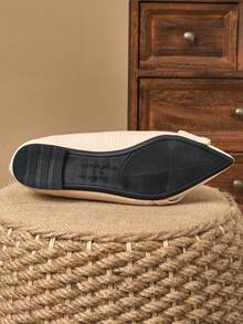 WHDXY 1 双女士尖头软皮平底鞋，百搭乐福鞋休闲通勤鞋