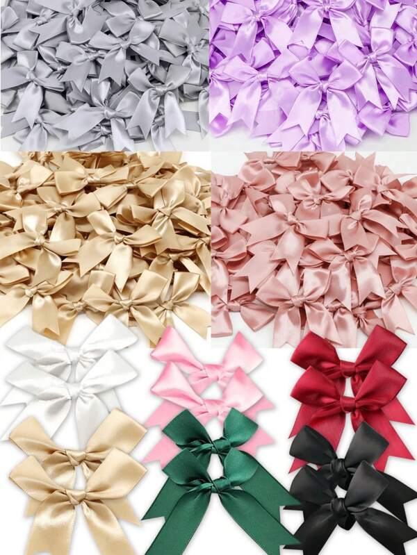 20/50 PCS 85*85mm Colorful Ribbon Bow Handmade DIY Crafts For Weddings Birthdays Anniversaries Christmas Gift Bags Satin Ribbon Bow Decorations
