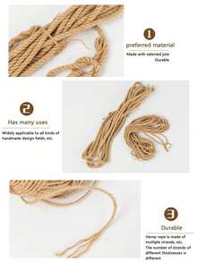 Jute Rope For Decoration, Gift Box Packaging, Wall Photo DIY Weaving Material, Plumbing Decor, Thick Coarse Jute Cord, Abrasion Resistant Lashing Rope - Yellow - View 5