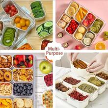 4Grid/8Grid Snack Box Container, Portable Travel Charcuterie Board With Lid, Refrigerator Food Storage Box, Snack Organizer, Divided Storage Containers, Chopped Salad Box, Keep Food Fresh Longer, Storage Bins For Home Organization - Multicolor - View 4