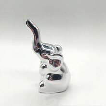1 pieza Soporte de joyería de cerámica con diseño de elefante, decoración de cerámica compacta y elegante con animal creativo, adecuado para baño, tocador, sala de estar. Organizador de aretes, soporte para anillo de compromiso - Blanco - Ver 9