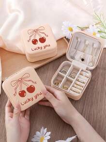 1pc Jewelry Box, Large Capacity Jewelry Storage Box, Jewelry Organizer Box, Miniature Jewelry Case, Jewelry Savings Box, Portable Travel Jewelry Box, Makeup Box, Various Jewelry Boxes,Simple Travel & Home Jewelry Box For Women Storage Organizer Travel Essentials Back To School Dormitory Storage