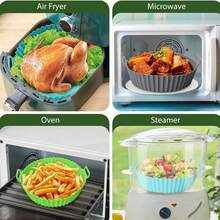 2 piezas de tapete de silicona para freidora de aire, forro de 8 pulgadas para freidora de aire, bandeja horneadora para freidora de aire, bandeja especial para asado, forro de cesta de silicona para freidora de aire, tapete reutilizable para horno de freidora de aire, accesorio de estera de silicona para freidora de aire para la cocina - Multicolor - Ver 6