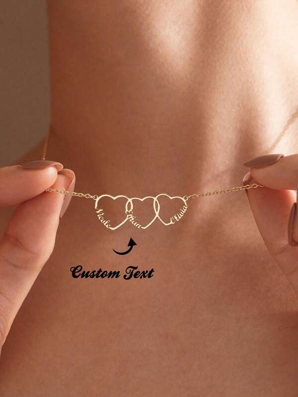 Collar personalizado con nombre de familia con corazón, múltiples corazones, collar con nombre de niños, regalo personalizado para el Día de la Madre para esposa, negro, plateado, dorado, elegante, colorido, vintage, sencillo, unisex, casual, lindo, personalizado, único, regalo ideal para él, regalo ideal para ella, ella, novio, novia, papá, mamá, familia, amigos, para aniversarios, para cumpleaños, para graduación, para baile de graduación, para fiestas