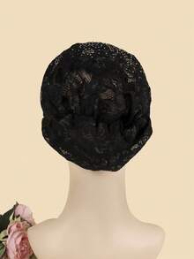 1pc Muslim Lace Cap With Rhinestones, Breathable And Versatile For Covering Grey Hair - Multicolor - View 8