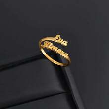 定制情侣戒指、家庭戒指、个性化珠宝、不锈钢材质、可调节尺寸、圣诞礼物、家庭礼物、2026春季时尚 - 彩色 - 查看 18