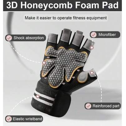 1 双男士健身手套女士健身手套，腕带举重手套透气，硅胶蚂蚁健身手套，运动，健身房，家庭锻炼，女士健身手套，拳击手套，健身手套，健身手套，男士健身手套