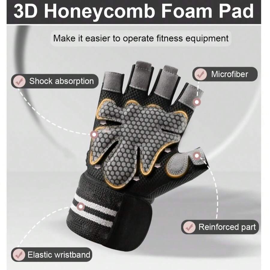 1 双男士健身手套女士健身手套，腕带举重手套透气，硅胶蚂蚁健身手套，运动，健身房，家庭锻炼，女士健身手套，拳击手套，健身手套，健身手套，男士健身手套