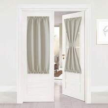 Local Warehouse- Door Curtain Panel, Grey French Door Curtains Blackout Thermal Insulated Curtain Sidelight Privacy For Window/Living Room/Doorways/Classroom (25W By 72L Inches, 1 Panel) - 自然的 - 查看 11
