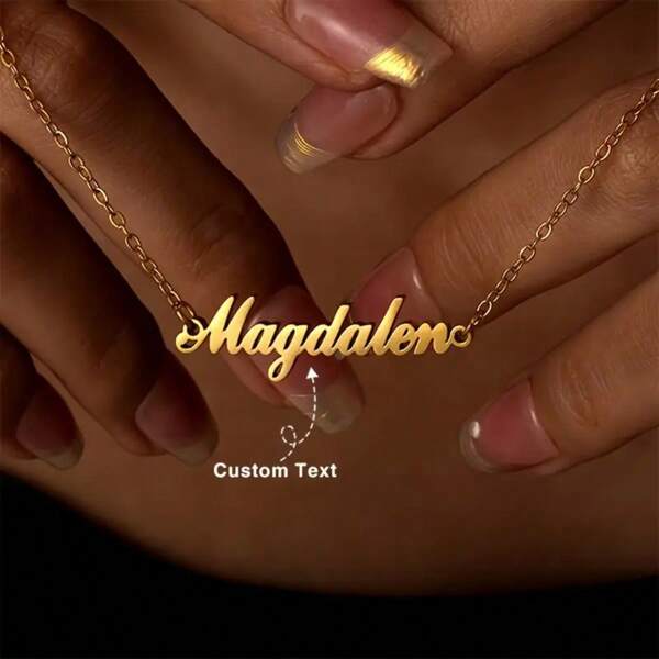 Individuell gestaltete, modische Halskette aus Edelstahl mit personalisiertem Buchstaben-Anhänger. Hochwertig in 18 Karat Gold beschichtet. Unisex und einzigartig, ideal als Geschenk für sie, den Freund, die Freundin, den Vater, die Mutter, die Familie, Freunde, den Sohn, die Tochter, Großeltern, passend für Jahrestage, Valentinstag, Muttertag, Geburtstage, Abschlussfeiern, Vatertag, Hochzeiten, den täglichen Gebrauch, Partys, Tanzveranstaltungen